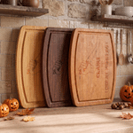 Personalised Pumpkin Halloween Theme Chopping Board with Name Text and Date Kitchen Decor Halloween Party Gift for Family Friends