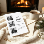 Personalized First Anniversary Calendar Couple Photo Foldable Greeting Card with Year Text and Envelope Wedding 1st Paper Anniversary Gift for Couple