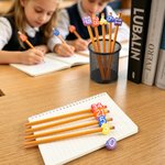 Personalized 3D Printed Cloud Number Name Pencil Toppers Set of 15 with Storage Bag Back to School Classroom Gift for Teachers Students