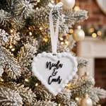 Personalized 3D Printed Heart-Shaped Cake Ornament with Text Wedding Party Christmas Gift for Couples Newlyweds
