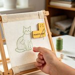 Personalised Engraved Line Cat Name L-Shaped Basswood Magnetic Needle Minder Cross Stitch Accessories Birthday Gift for Embroidery Sewing Lovers