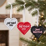 Personalized 3D Printed Heart-Shaped Cake Ornament with Text Wedding Party Christmas Gift for Couples Newlyweds