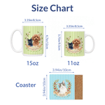 Personalized Birth Flower Pet Photo Design 11 oz 15 oz Ceramic Coffee Mug with Name and Coaster Birthday Anniversary Gift for Pet Owner