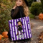 Personalized Cute Halloween Cartoon Character Photo  Reusable Tote Bag with Name Halloween Party Trick or Treat Gift for Boys Girls Halloween Lovers