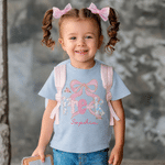 Personalised Pink Glitter Bow Grade Kid T-shirt Sweatshirt Hoodie with Name Birthday First Day of School Gift for Kids Girls