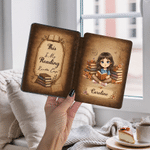 Personalised 3D-Effect Artwork Cartoon Reading Character Kindle Case with Name for Multiple Models Daily Use Birthday Gift for Book Lover Bookworm