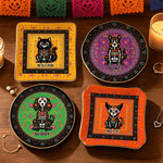 Personalized Sugar Skull Cat Dog Ceramic Jewellery Dish with Name Home Decor Day of the Dead Gift for Pet Owner