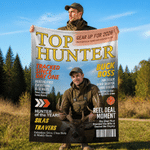 Personalised Top Hunter Magazine Photo Soft Throw Blanket with Name Home Decor Birthday Hunting Season Gift for Man