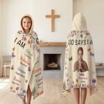Personalized 3D-Style Art Photo Bible Copywriting Multicolor Soft Hooded Blanket with Name Birthday Baptism Gift for Kids Christians