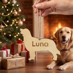 Personalized Dog Cat Breed Silhouette Wooden Ornament with Engraved Name and Hanging Cord Christmas Holiday Gift for Pet Owner Lover