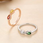 Personalised Infinity Double Birthstones Sterling Silver Promise Ring Dainty Jewellery Birthday Anniversary Gift for Couple Women