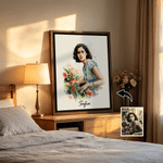 Tableau sur toile personnalisé avec photo et texte - Effet aquarelle - Cadeau anniversaire de mariage