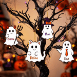 Personalized Halloween Theme 1-10 Ghosts Pattern Ornament with Name and Halloween Decor Party Gift for Kids Family