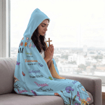 Personalized 3D-Style Art Photo Bible Copywriting Multicolor Soft Hooded Blanket with Name Birthday Baptism Gift for Kids Christians