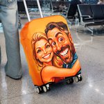 Personalized Exaggerated Comic Photo Luggage Cover Fits 18-32 Inches Suitcase Daily Use Travel Accessories Birthday Gift for Travel Lovers Couples