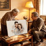 Tableau sur toile personnalisé avec photo et texte - Effet aquarelle - Cadeau anniversaire de mariage
