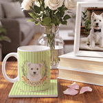 Personalized Birth Flower Pet Photo Design 11 oz 15 oz Ceramic Coffee Mug with Name and Coaster Birthday Anniversary Gift for Pet Owner