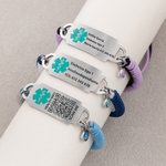 Pulsera de alerta médica personalizada de cuerda ajustable con código QR piedra de nacimiento y texto regalo de emergencia para pacientes