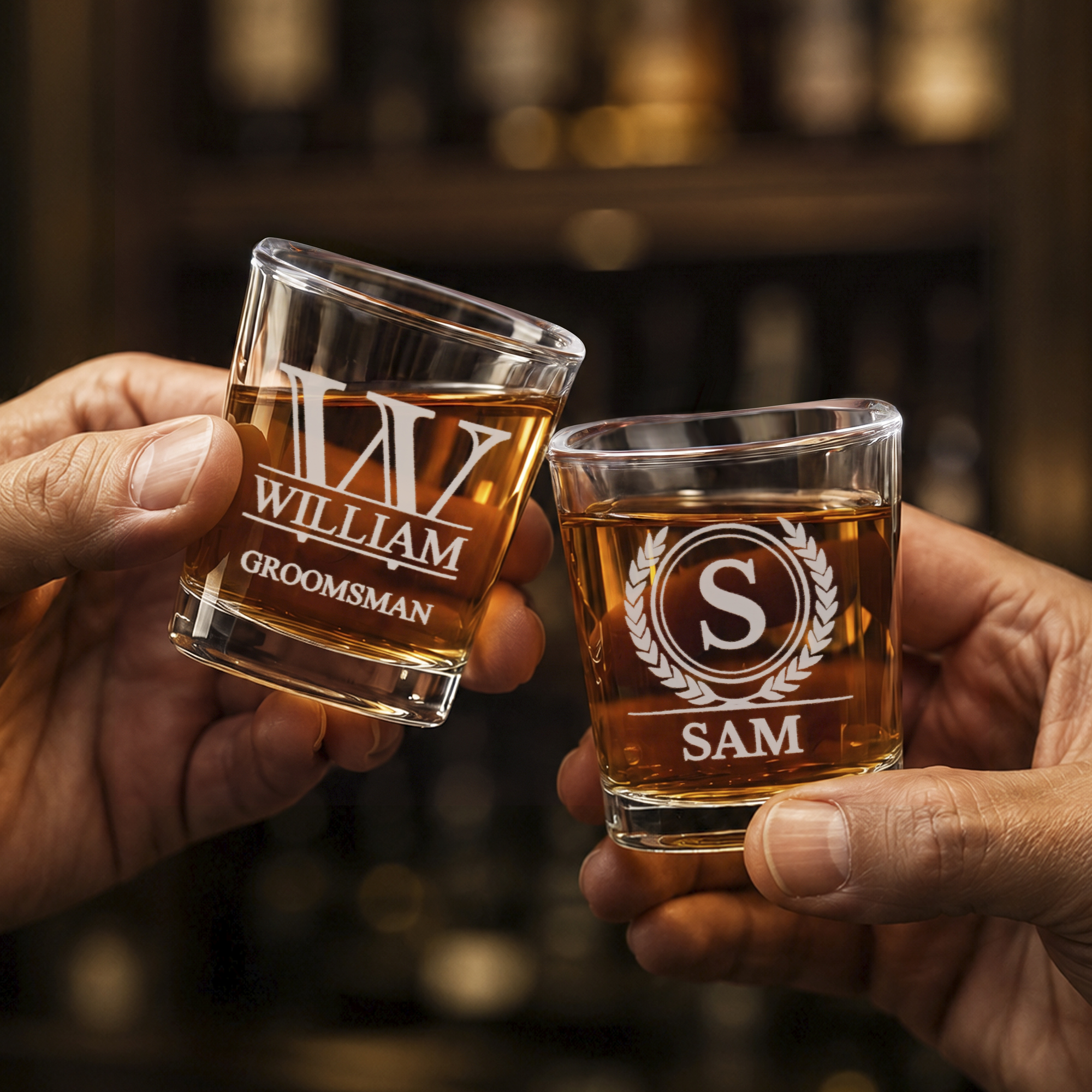 Personalisiertes 2-Unzen-Schnapsglas mit Namen und Jahreszahl – Junggesellenabschied- und Geburtstagsgeschenk für Trauzeugen und Whisky-Liebhaber