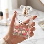 Gepersonaliseerd, navulbaar parfumflesje met aquarelafbeelding van de geboortebloem en naam – reisverstuiver – aandenken voor het bruidsgezelschap – verjaardagscadeau voor vrouwen, bruid en beste vrie