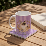 Personalized Birth Flower Pet Photo Design 11 oz 15 oz Ceramic Coffee Mug with Name and Coaster Birthday Anniversary Gift for Pet Owner