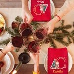 Personalized Christmas Tree Santa Claus Initial Red Table Napkin with Name Table Decor Christmas Gift for Family Friends