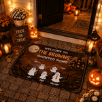 Personalized Welcome To Haunted Home Ghost Doormat with 2-6 Names and Family Name Home Decoration Halloween Gift for Family Friends