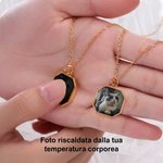 Collana personalizzata con testo inciso e foto attivata dal calore - Regalo di compleanno e anniversario per famiglie e coppie