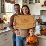 Personalised Pumpkin Halloween Theme Chopping Board with Name Text and Date Kitchen Decor Halloween Party Gift for Family Friends