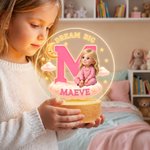 Personalized 3D-Style Character Artwork Cartoon Kid Dream Big Acrylic LED Night Light with Name Bedroom Decor Birthday Gift for Boys Girls