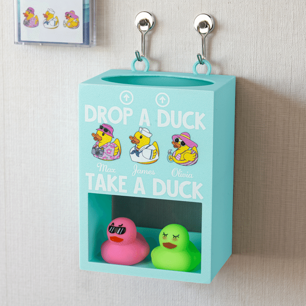 Personalized Cute Duck Character Drop a Duck Take a Duck Multicolour Magnetic Mailbox with 1-4 Name Cruise Vacation Birthday Gift for Couple Family