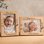 Personalised Engraved Footprint Wooden Photo Frame with Photo Name and Birth Information Home Decor Baby Shower Gift for New Parents Newborns