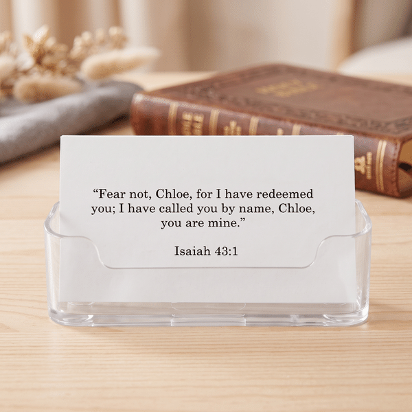 Personalized Minimalist Style Scripture Cards with Acrylic Stand Desk Decor Set of 40 Birthday Baptism Gift for Friend Family Christian