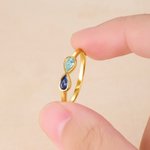 Personalised Infinity Double Birthstones Sterling Silver Promise Ring Dainty Jewellery Birthday Anniversary Gift for Couple Women
