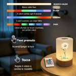 Luce notturna ricaricabile personalizzata con fiore di nascita e nome, intensità regolabile a touch - Regalo per donne