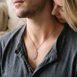 Personalised Wolf-Tooth Design Birthstone Necklace with Engraved Text Dainty Jewellery Daily Wear Birthday Anniversary Gift for Man Husband