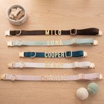 Personalized Gold Metal Letters Velvet Adjustable Dog Collar with Name Birthday Gift for Dog Owner