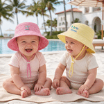 Personalized Summer Theme Gingham Toddler Baby Bucket Hat Sun Hat with Monogram and Name Beach Vacation Gift for Boys Girls