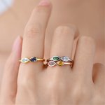 Personalised Infinity Double Birthstones Sterling Silver Promise Ring Dainty Jewellery Birthday Anniversary Gift for Couple Women