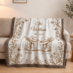 Personalized Western Mr and Mrs Cowboy Boots Tassel Soft Throw Blanket with Family Name Date and Name Home Decor Wedding Anniversary Gift for Couple