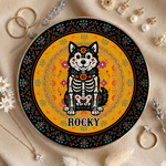 Personalized Sugar Skull Cat Dog Ceramic Jewellery Dish with Name Home Decor Day of the Dead Gift for Pet Owner