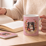 Personalized Birth Flower Pet Photo Design 11 oz 15 oz Ceramic Coffee Mug with Name and Coaster Birthday Anniversary Gift for Pet Owner