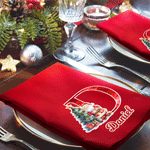 Personalized Christmas Tree Santa Claus Initial Red Table Napkin with Name Table Decor Christmas Gift for Family Friends