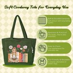 Personalised Floral Book Cartoon Character Photo Large Capacity Corduroy Tote Bag with Name Anniversary Birthday Gift for Woman Book Lover