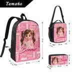 Juego de 3 piezas personalizado de mochila estuche y bolsa para el almuerzo con foto de personaje animado y nombre regalo de vuelta al cole para niños