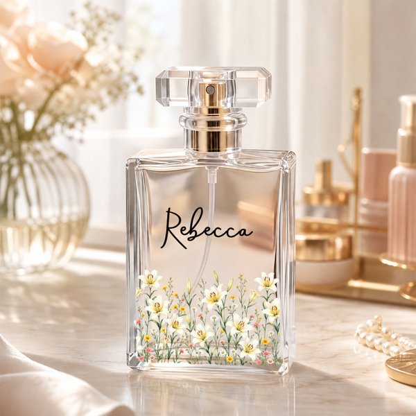 Personalized Watercolor Birth Flower Refillable Perfume Bottle with Name Travel Atomizer Bridal Party Keepsake Birthday Gift for Woman Bride Bestie