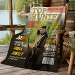 Personalised Top Hunter Magazine Photo Soft Throw Blanket with Name Home Decor Birthday Hunting Season Gift for Man