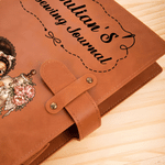 Personalized Sewing Cartoon Character PU Leather Notebook Cover with Name Daily Use Birthday Gift for Sewing Lovers