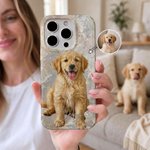 Personalised Oil Painting Style Pet Photo Phone Case for iPhone with Nickname Birthday Gift for Pet Lovers Owners