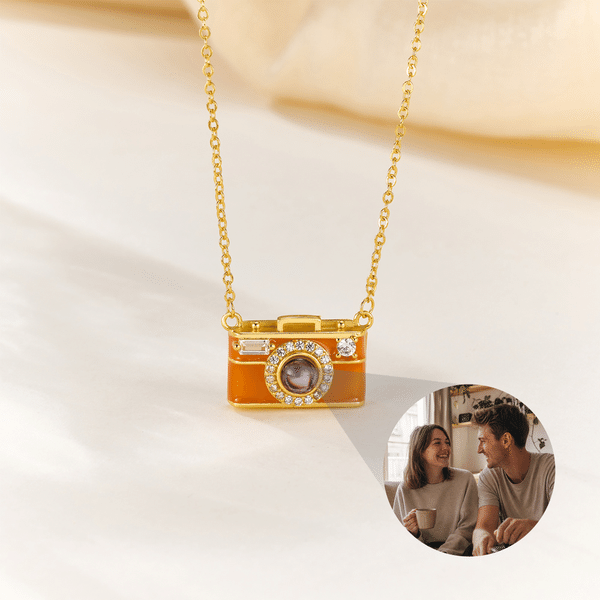 Personalized Dainty Camera Pendant Photo Projection Necklace Anniversary Birthday Gift for Woman